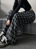 Black Plaid Oversized Sweatpants