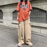 Comfortable Solid Color Wide Leg Cargo Pants