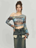 Women Gothic Mesh Long Sleeve T-Shirt