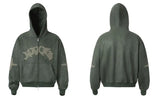 Vintage Flattering Embroidered Zip-Up Hooded Sweatshirt