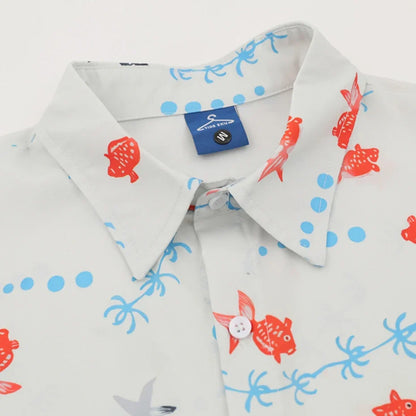Golden Fish Graphic Hawaiian Short Shirt