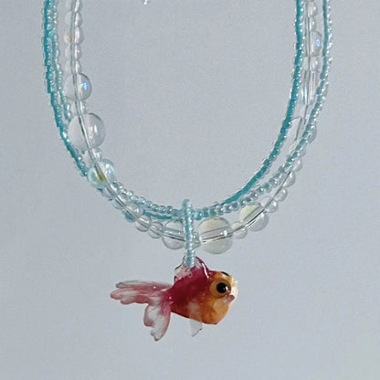Bohemian Cute Animal Goldfish Pendant Necklace