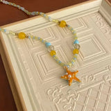 Y2K Aesthetic Colorful Starfish Pendant Necklace
