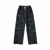 Elastic High Waist Flocked Embroidered Jeans