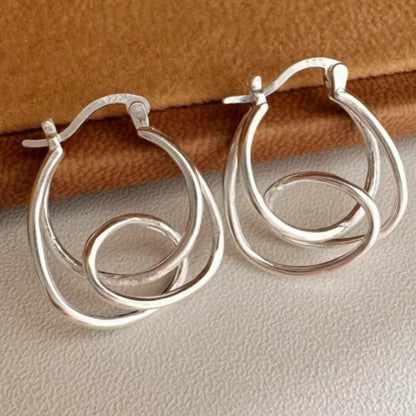 Geometric Irregular Line Sterling Silver Earrings