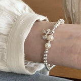 Geometric Asymmetric Silver Pearl Bracelet