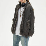 Chic Retro Tassel Ripped Long Sleeve Cardigan
