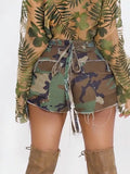 Camouflage Straight Denim Shorts