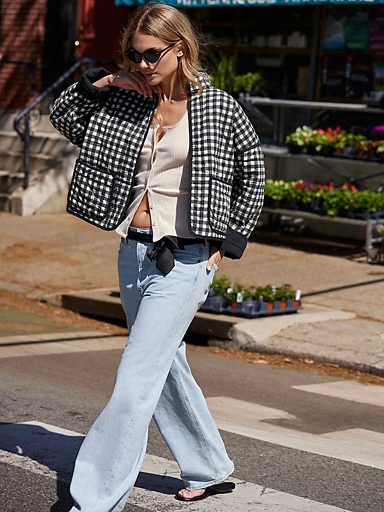 Women Casual Plaid Jacket