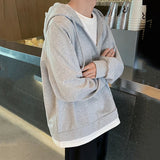 Loose Solid Color V-neck Hoodie