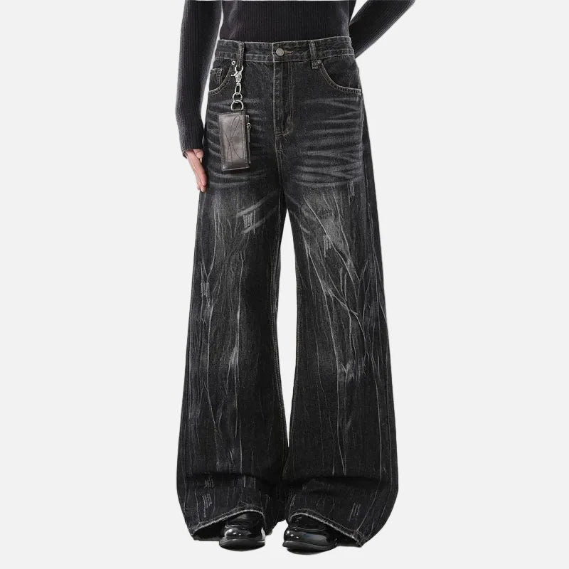 Streetwear Lightning Pattern Vintage Wide Leg Jeans