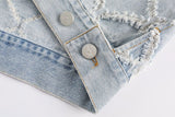 Ripped Denim Pattern Jacket