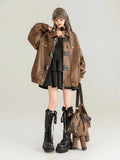 Classic Distressed Brown Faux Leather Jacket