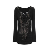 Grunge Aesthetic Tattoo Print Two-Piece T-Shirt
