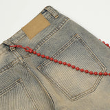 Cozy Vintage Red Chain Pendant Jeans