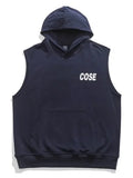 Sleeveless Cotton Letter Printed Tank Hooded T-Shirt