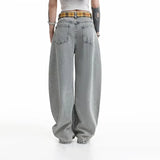Insulated Korean Style Curved Knife Wide Leg Jeans