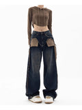 Vintage Patchwork High Waist Wide Leg Jeans