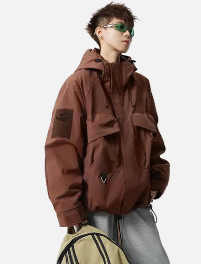 Stylish Pockets Hooded Mountaineering Windbreaker Jacket
