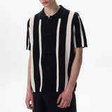 Streetwear Cool Luxury Striped Hollow Out Cardigan