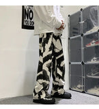 Zebra Printed Wide Leg Denim Jeans