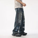 Denim Game Strong Retro Graffiti Loose Jeans