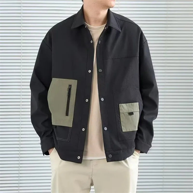 Work Black Color block Jacket