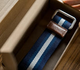 Blue and White Colorblocking Double Ring Belt