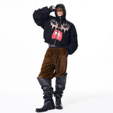 Thickened Pattern Printed Baseball Puffer Jacket