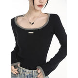 Sexy Black Sheath Knit Long T-Shirt