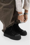 Black Slip Resistant Canvas Platform Sneakers