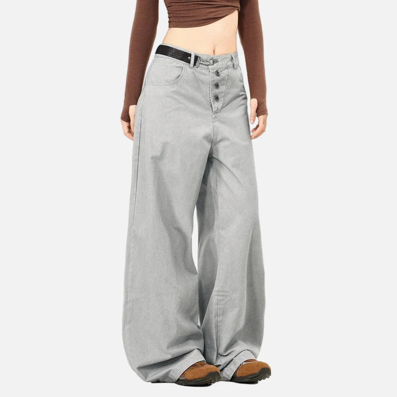 Streetwear Hip Hop Solid Color Belted Pants