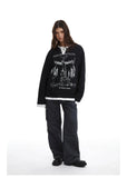 Dark Gothic Punk Fake Two-Piece Long T-Shirt
