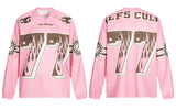 Pink Mesh Jersey Patchwork Long Sleeve Sport T-Shirt