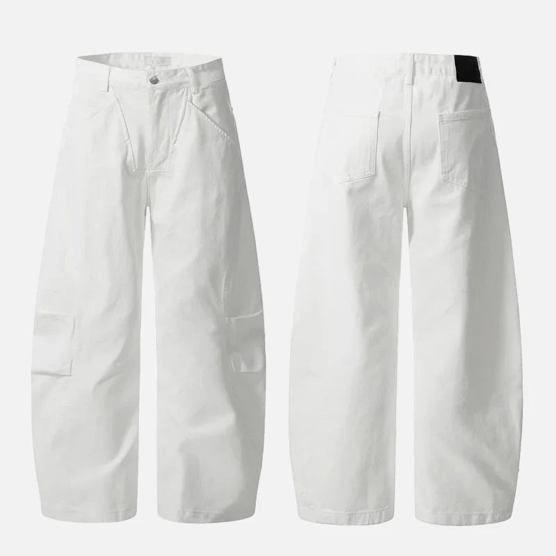American Pleated Design Wide Leg Denim Jeans