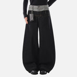 Black Distressed Patchwork Loose Fit Jeans