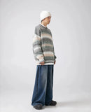 Cozy Gradient Striped Oversized Knitwear Sweater