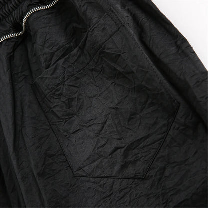 Solid Black Drawstring Shorts