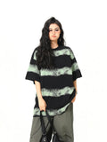 Streetwear Striped Retro Inkjet T-Shirt