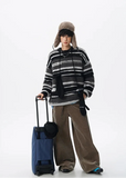 Streetwear Cozy fuzzy Striped Knit Sweater
