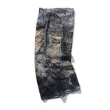 Retro 3D Printed Cool Ripped Wide Leg Jeans
