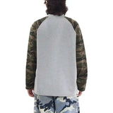 Vintage Camo Henley Collar Long T-Shirt