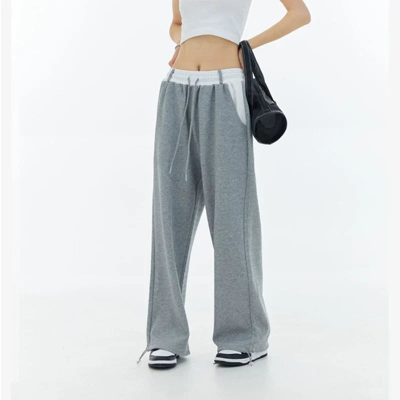 High Waist Patchwork Wide Leg Pants