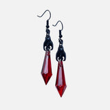 Gothic Black Bat Red Teardrop Earrings