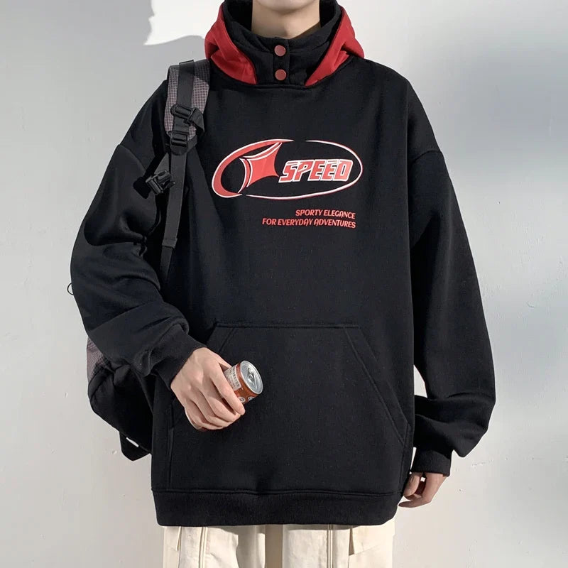 Streetwear Retro Letter Printed Loose Hoodie