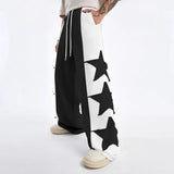 Star Patch Color Block Wide Leg Sweatpants