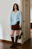 Elegant French Lace V-Neck Collar Knit Sweater