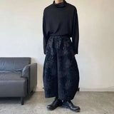 Men Floral Embroidery Baggy Wide Leg Pants