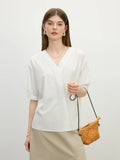 Women Classic Effortless Summer V-Neck Linen Shirt