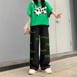 Elastic High Waist Flocked Embroidered Jeans